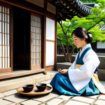 Traditional Hanok Experience**

"A serene scene within Jeonju Hanok Village, South Korea. A woman in modest, traditional Korean attire (hanbok) enjoys tea in a hanok courtyard. Wooden architecture, tiled roofs, lush greenery. Focus on tranquility and cultural immersion. Safe for work, appropriate content, fully clothed, professional photography, perfect anatomy, natural proportions."

**