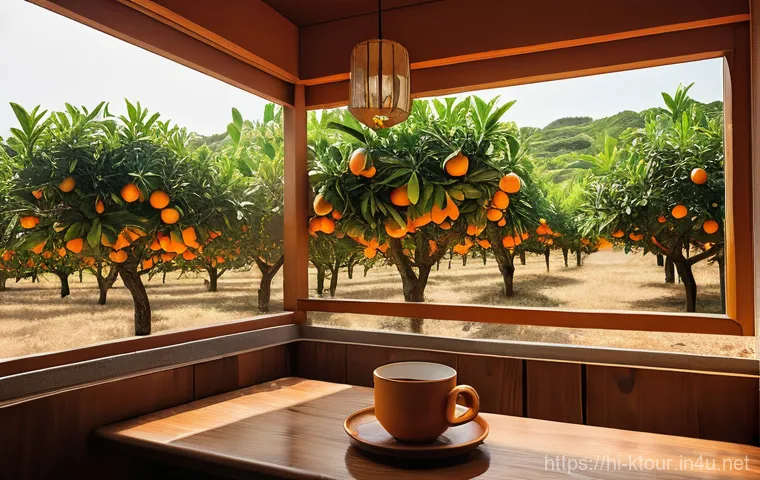 제주도 카페 투어 - **Jeju Seaside Serenity Cafe**
    A wide shot of a person, casually dressed in modest light summer ...