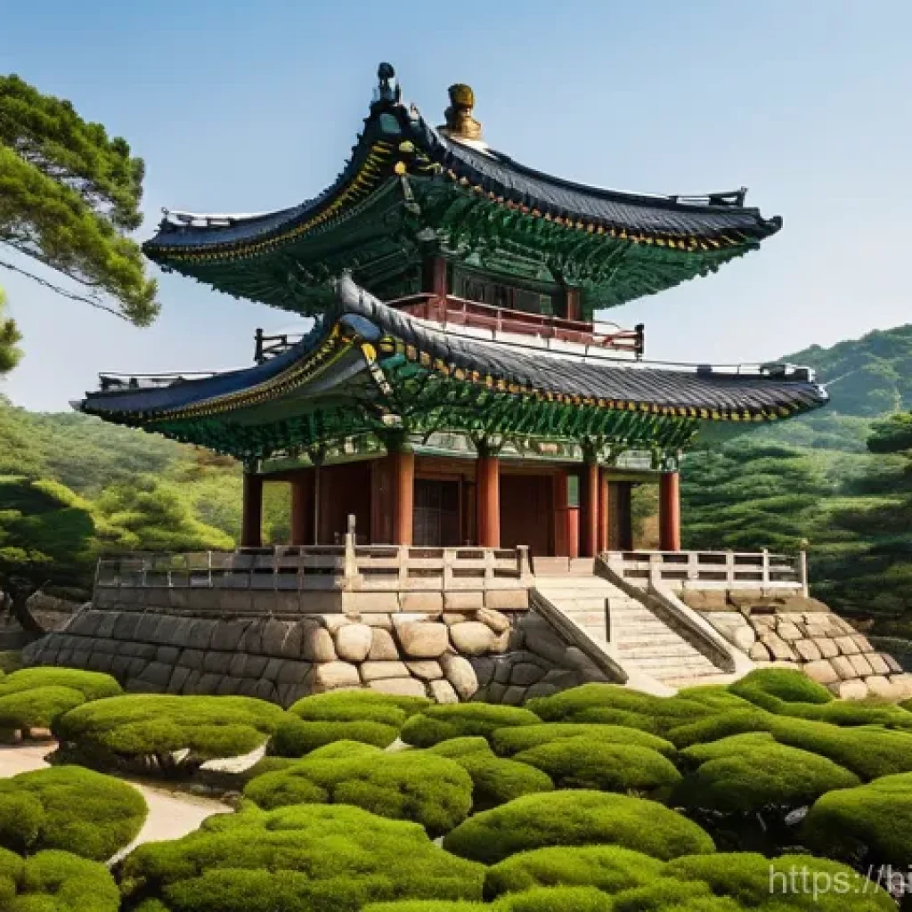 부여 백제문화유산 - **Prompt:** "A majestic five-story stone pagoda, characteristic of exquisite Baekje architecture, st...