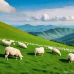 평창 대관령 양떼목장 - **Prompt 1: Peaceful Grazing Sheep on Green Hills**
    "A vast, panoramic landscape of the Daegwall...