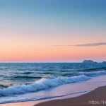 강릉 주문진 드라이브 - **Prompt:** "A serene, expansive view of Jumunjin's blue ocean at dawn. The early morning sunlight g...