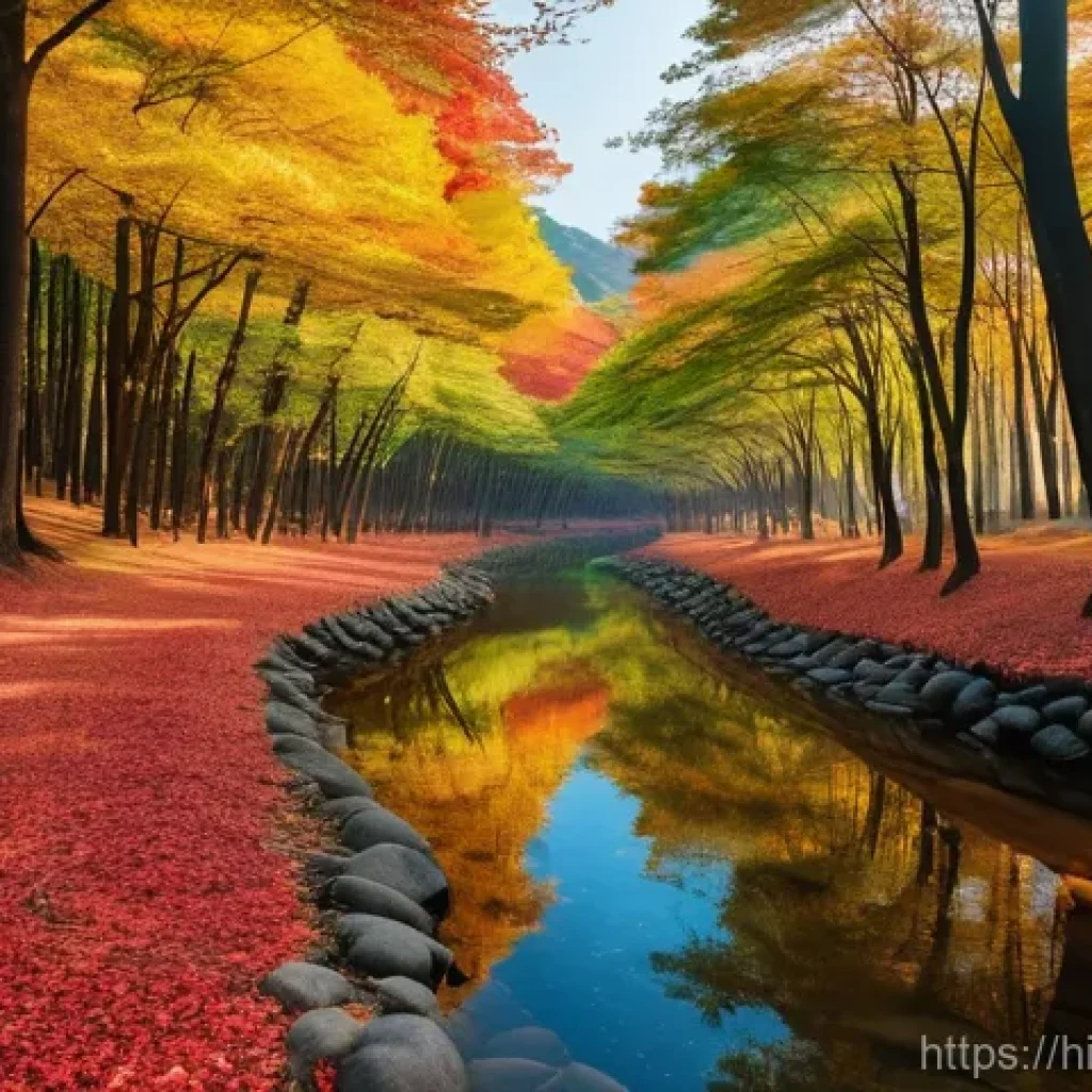 전북 정읍 내장산 단풍 - **"A breathtaking autumn landscape at Naejangsan National Park, South Korea. The scene captures a tr...