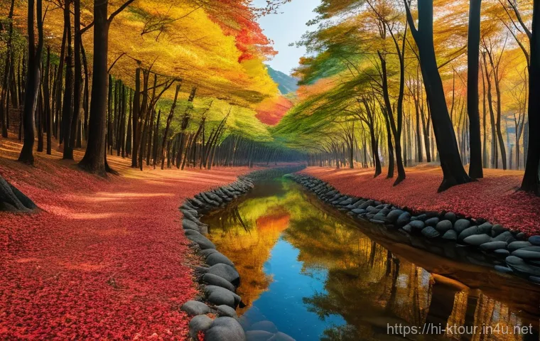 전북 정읍 내장산 단풍 - **"A breathtaking autumn landscape at Naejangsan National Park, South Korea. The scene captures a tr...