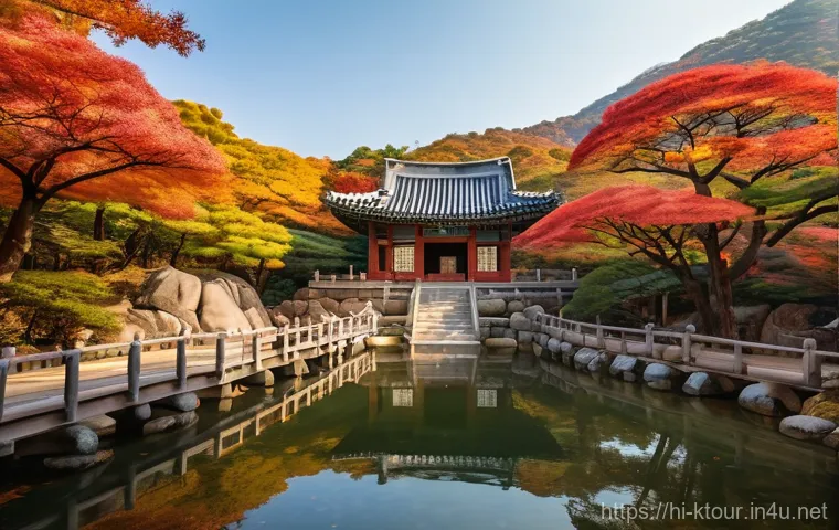 전북 정읍 내장산 단풍 - **"A breathtaking autumn landscape at Naejangsan National Park, South Korea. The scene captures a tr...