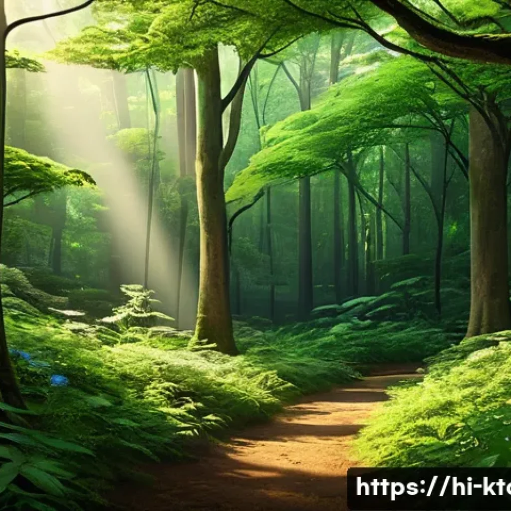 강원도 오대산 비로봉 등산 - A dense, lush forest in Odaisan showcasing a variety of rare and ancient plant species, including ta...