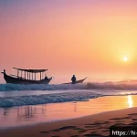 Home 20 포항 호미곶 해돋이 여행 - A breathtaking sunrise scene at the seashore of Homigot, showcasing the first golden rays of the sun...