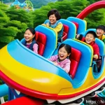 Home 18 대구 이월드 놀이공원 - A vibrant scene of Daegu E-World amusement park in bright daylight, featuring the thrilling "Sky Roc...